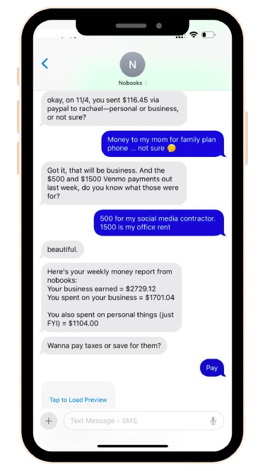 Nobooks SMS experience